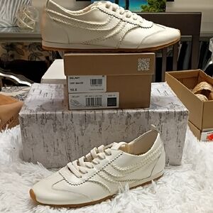 Dolce Vita Delaney Off White Leather Sneakers Shoes Women's Sz 10 🆕👟